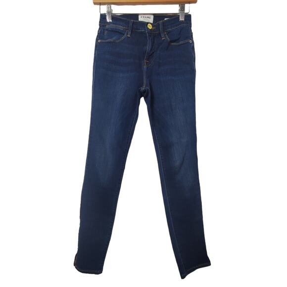 FRAME LE High Skinny Jeans Women's Size 25 Wythe Slit Hem Classic Denim Mid Rise - Picture 2 of 9
